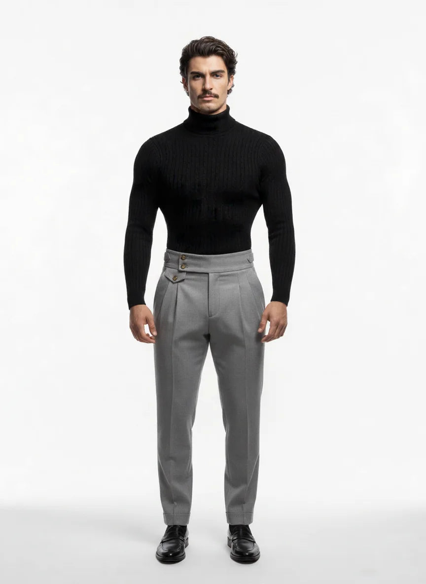 "MAYFAIR" High-Waisted Tailored Pleated Trousers