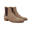 "Marlow" Men’s Suede Chelsea Boots – Khaki - Khaki / 37 - Khaki suede Chelsea boots with elastic side panels, sleek 1980s Italian bold masculine style.