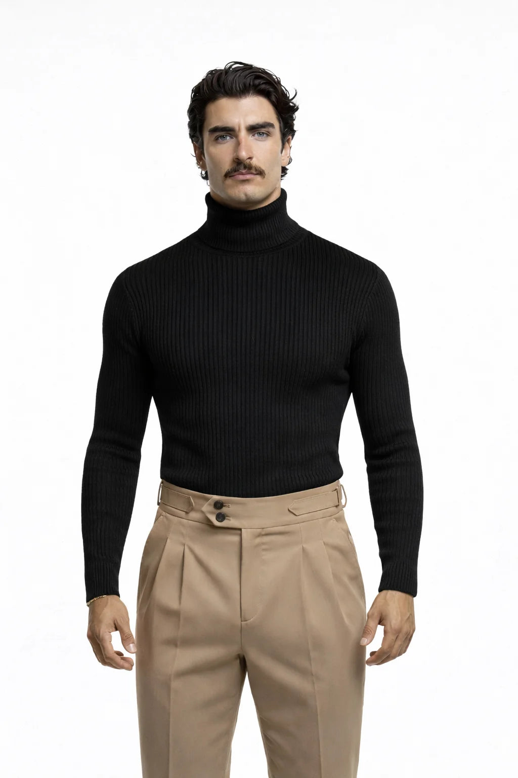 "Essential" Striped Turtleneck Sweater