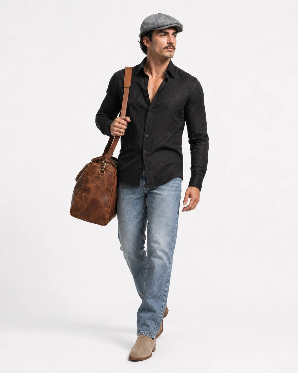 "Marlow" Men’s Suede Chelsea Boots – Khaki - Khaki / 37 - Khaki suede Marlow Chelsea boots with a bold, masculine, Italian 1980's style look.