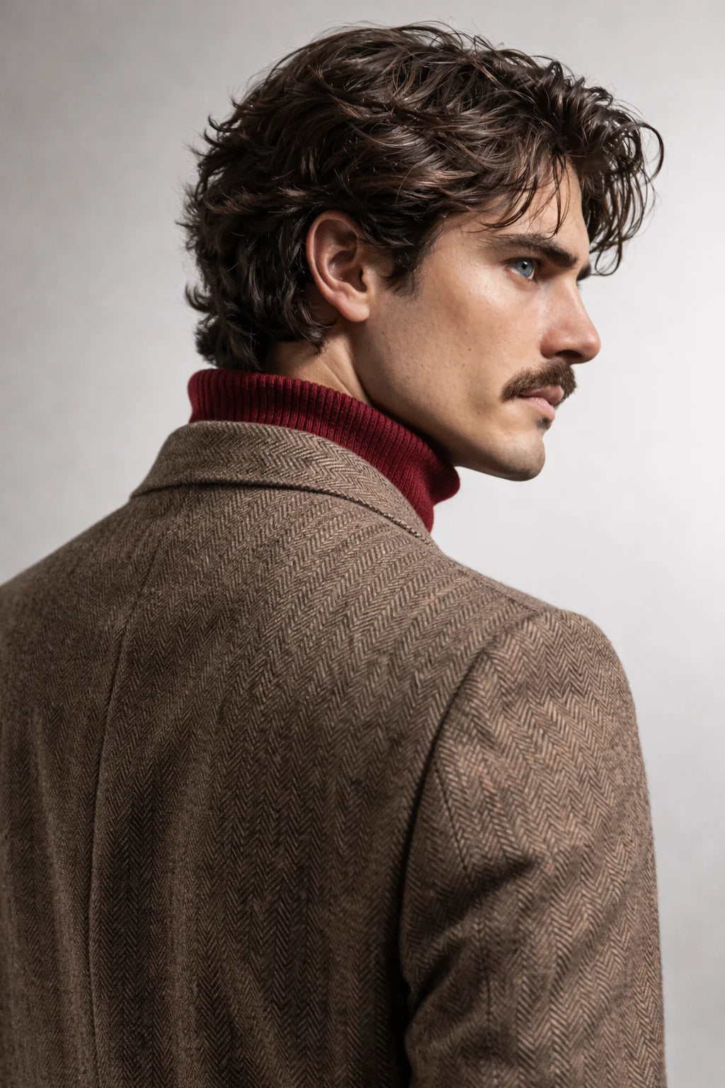 Belgrave Herringbone Suit Set / KHAKI - 48 / 46 - homme, suit sets - BOLDD - Khaki Belgrave herringbone suit jacket with structured shoulders, styled in bold 80's Italian old money masculinity.