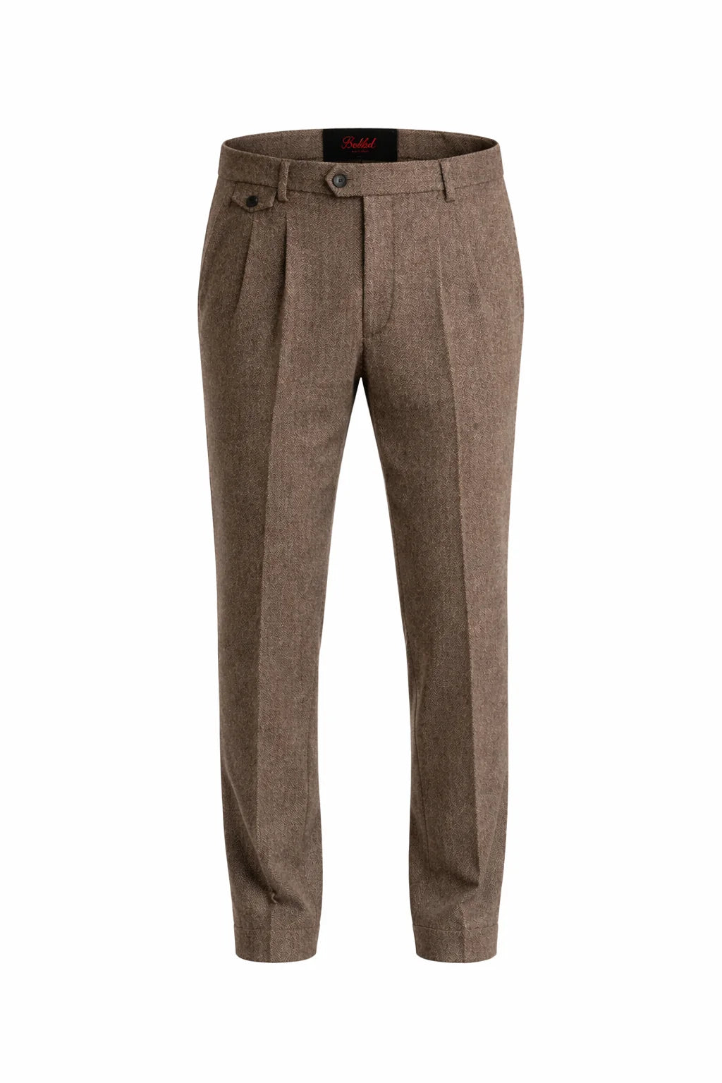 Belgrave Herringbone Suit Set / KHAKI - 48 / 46 - homme, suit sets - BOLDD - Khaki Belgrave herringbone suit pants with sharp pleats, tailored slim fit, bold 80's style masculine elegance.