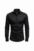 "Ariston" Classic Slim Dress Shirt - Black / 37 - homme, shirts & sweaters men - BOLDD - Black slim-fit Ariston dress shirt with a sharp collar, embodying bold, Italian old money style.