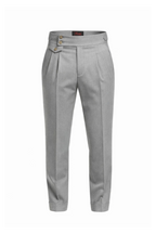 "MAYFAIR" High-Waisted Pleated Trousers - Black / 44 / China Mainland - homme, trousers - BOLDD - Gray high-waisted pleated trousers with bold silhouette, old money Italian 80's style masculine design.