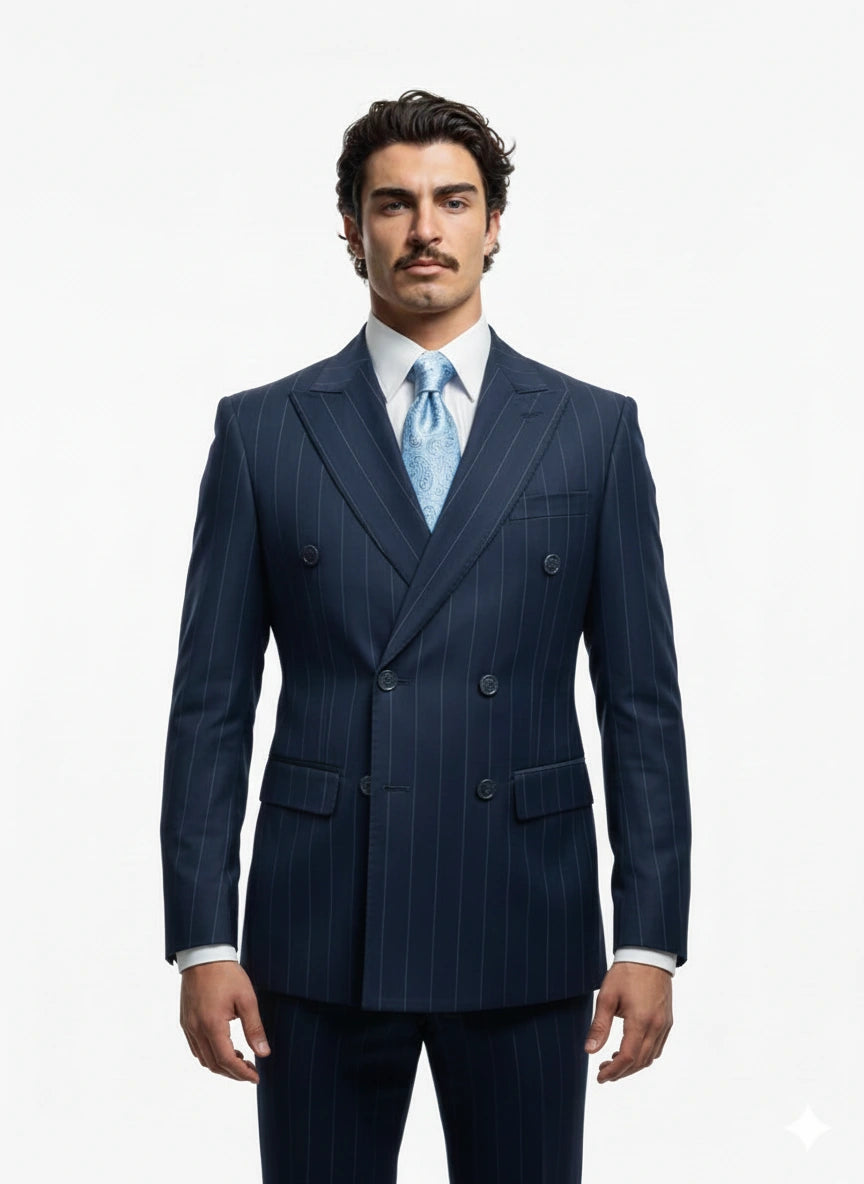"MONTCLAIR" Double-Breasted Striped Three-Piece Suit