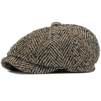 "GRIT" Unisex-Baskenmütze aus Tweed mit Fischgrätmuster