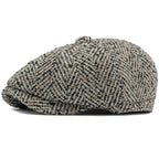 "GRIT" Unisex-Baskenmütze aus Tweed mit Fischgrätmuster