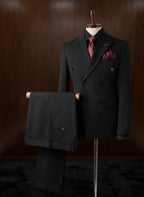 "MONTCLAIR" Double-Breasted Striped Three-Piece Suit - Gray / 42 - homme, suit sets - BOLDD - Black double-breasted striped suit with bold 80's style, Italian old money masculinity vibe.