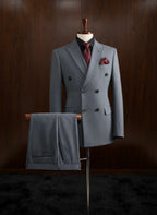 "MONTCLAIR" Double-Breasted Striped Three-Piece Suit - Gray / 42 - homme, suit sets - BOLDD - Gray double-breasted striped three-piece suit with bold 80's style, Italian old money masculinity.