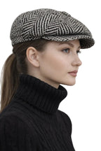 "GRIT" Unisex-Baskenmütze aus Tweed mit Fischgrätmuster