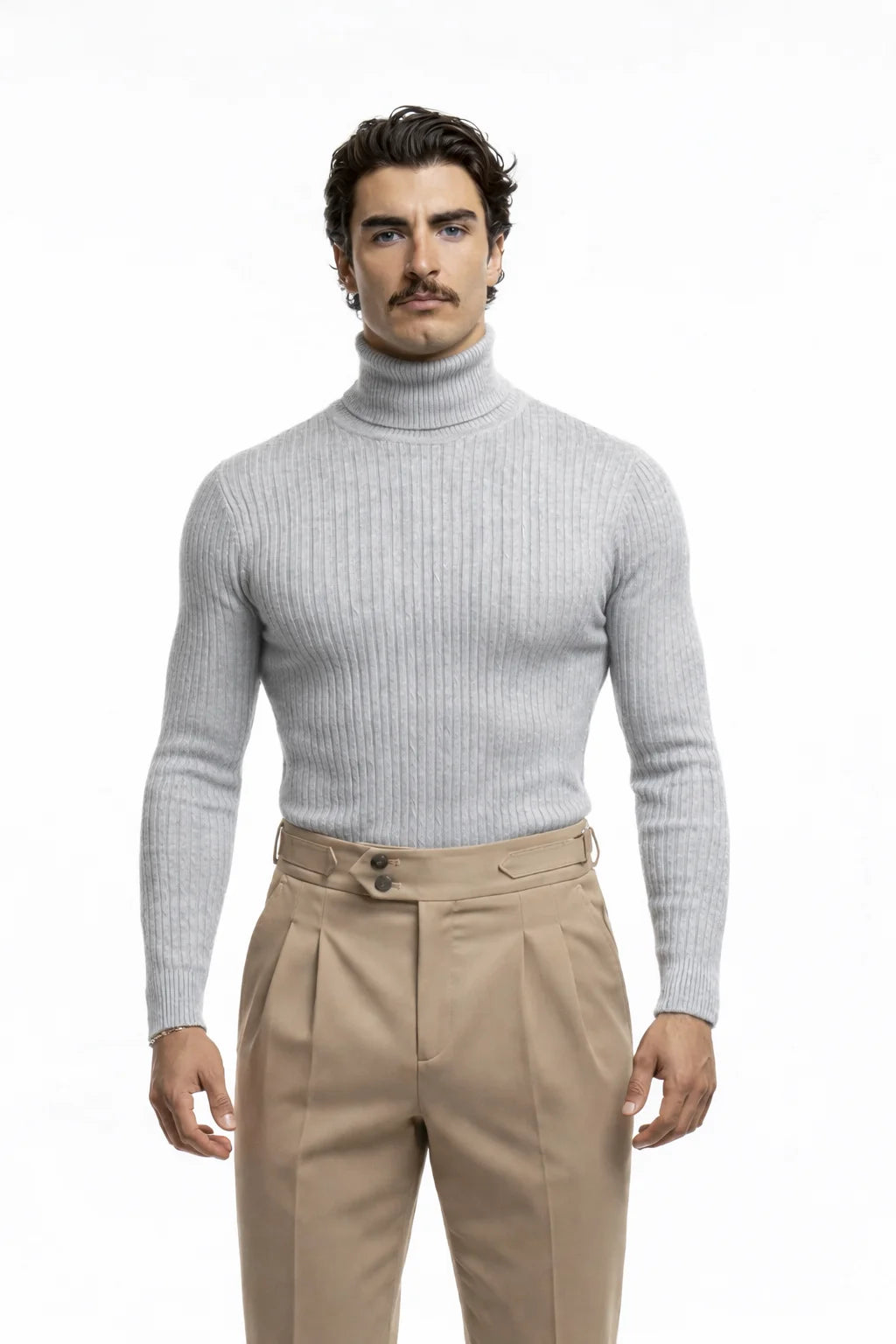 "Essential" Striped Turtleneck Sweater