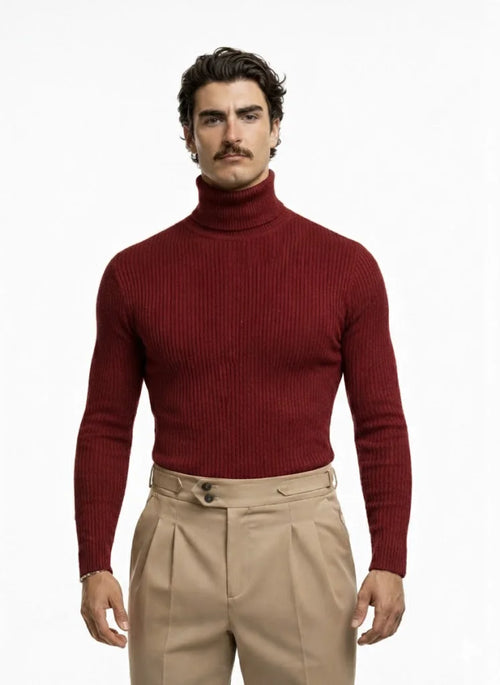 "Essential" Striped Turtleneck Sweater